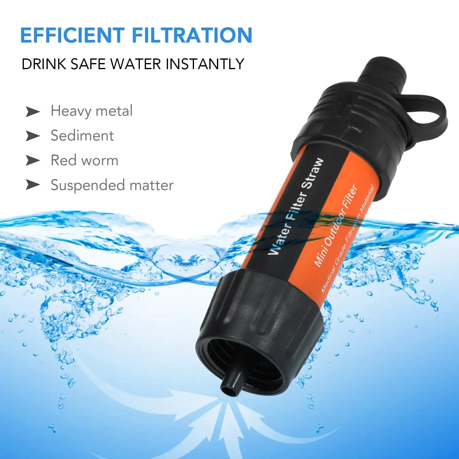 Outdoor Water Filter Straw for Emergency Preparedness Camping Traveling