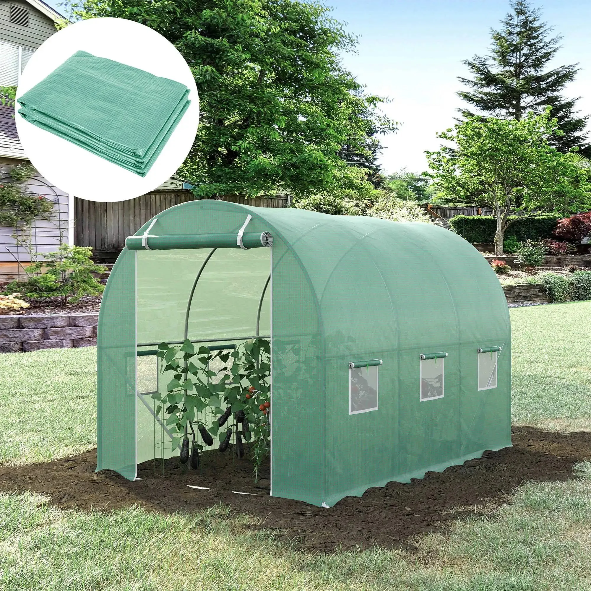 Outsunny 9.8' X 6.6' X 6.6' Plastic Greenhouse Cover替换, Heavy Duty Waterproof Tarp for Hoop House
