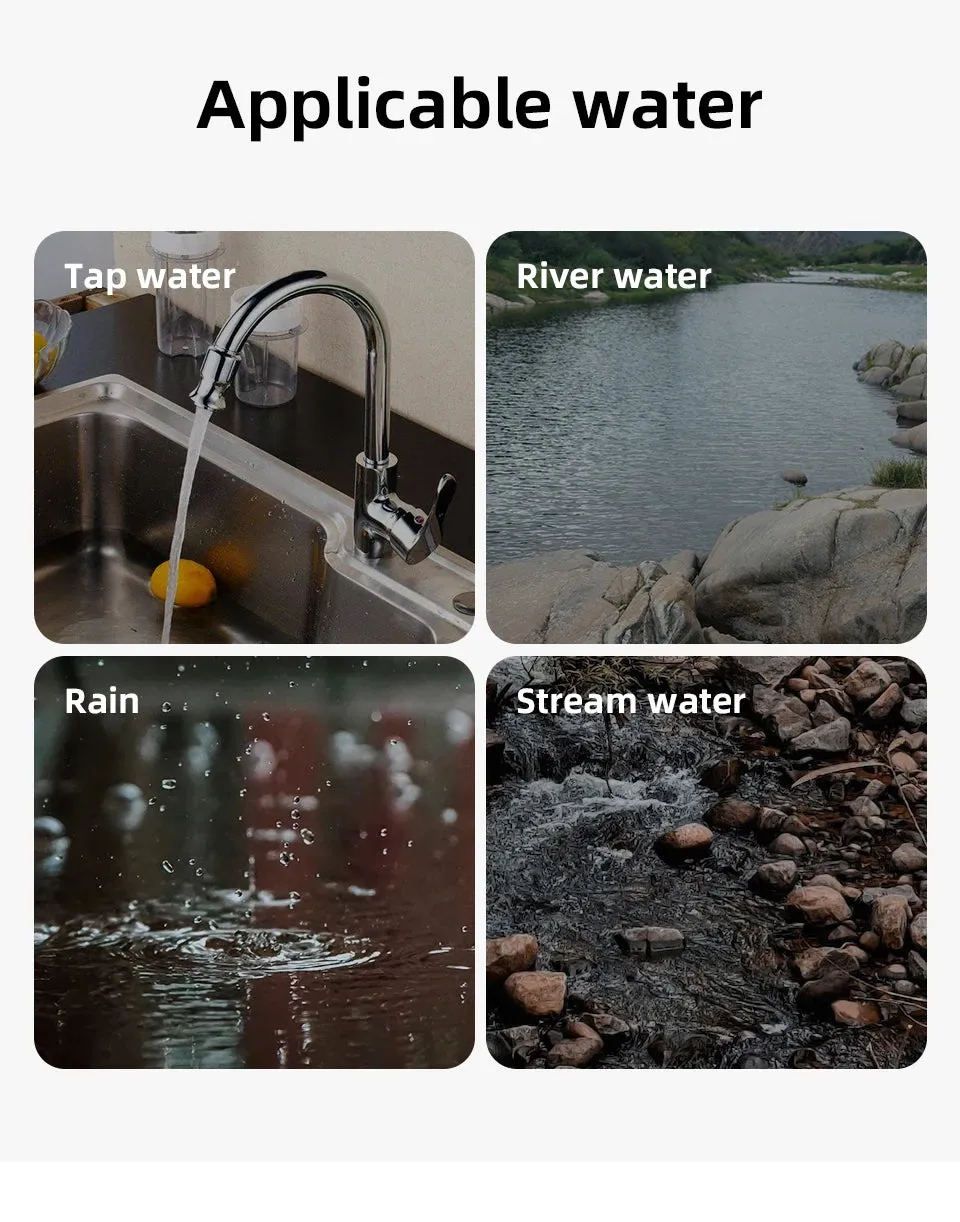 PACOONE Mini Camping Purification Water Filter Straw TUP Carbon Fiber Water Bag for Survival or Emergency Supplies