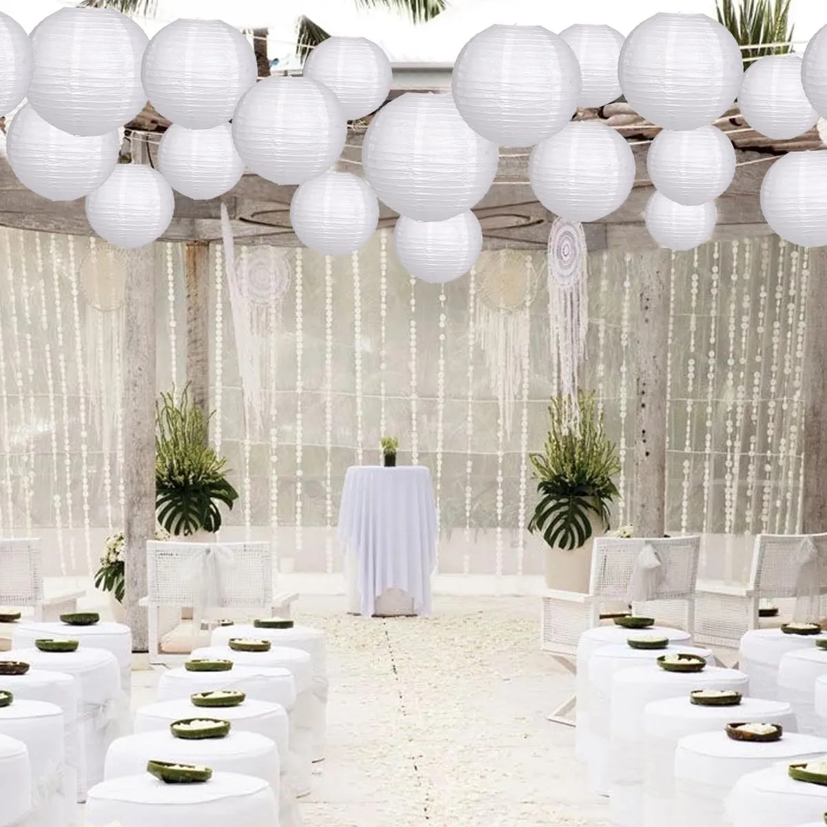Paper Lanterns Party Decorations, Hanging Paper Lanterns for Wedding Graduation White Birthday Decorations Round Chinese Lanterns Pack of 20 White