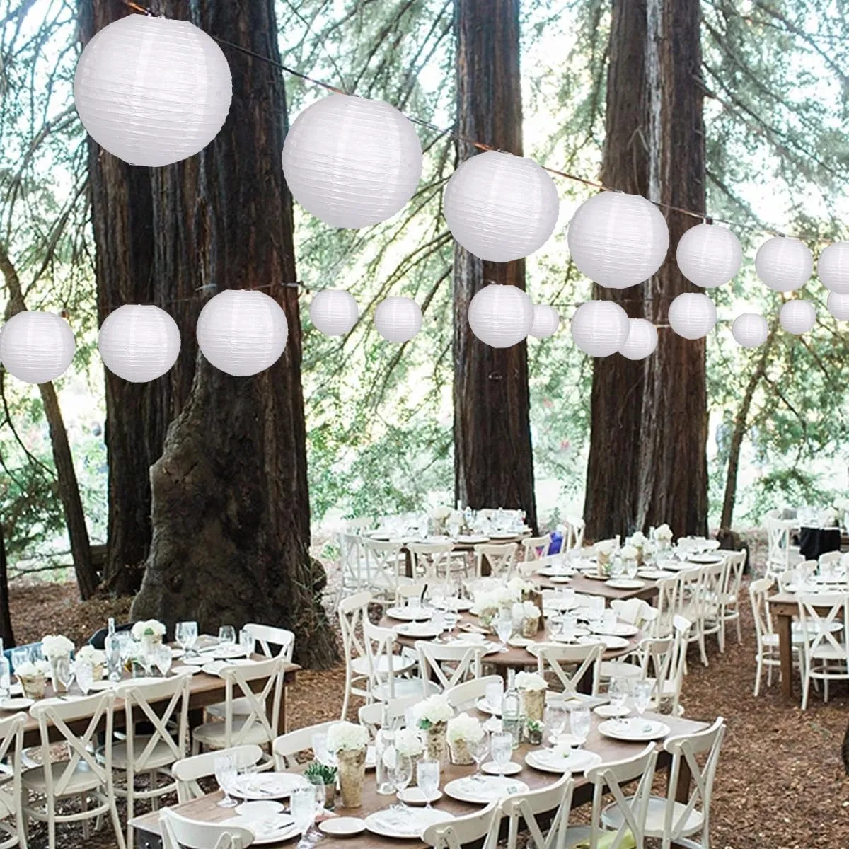 Paper Lanterns Party Decorations, Hanging Paper Lanterns for Wedding Graduation White Birthday Decorations Round Chinese Lanterns Pack of 20 White