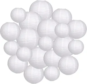 Paper Lanterns Party Decorations, Hanging Paper Lanterns for Wedding Graduation White Birthday Decorations Round Chinese Lanterns Pack of 20 White
