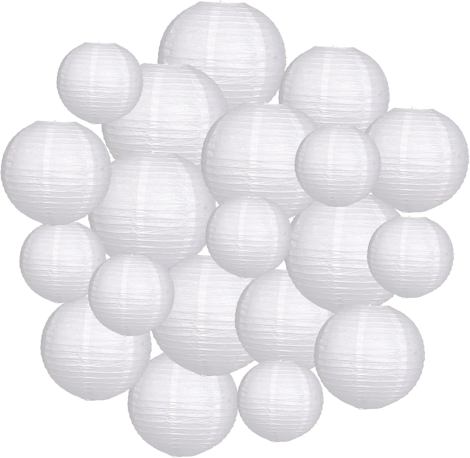 Paper Lanterns Party Decorations, Hanging Paper Lanterns for Wedding Graduation White Birthday Decorations Round Chinese Lanterns Pack of 20 White