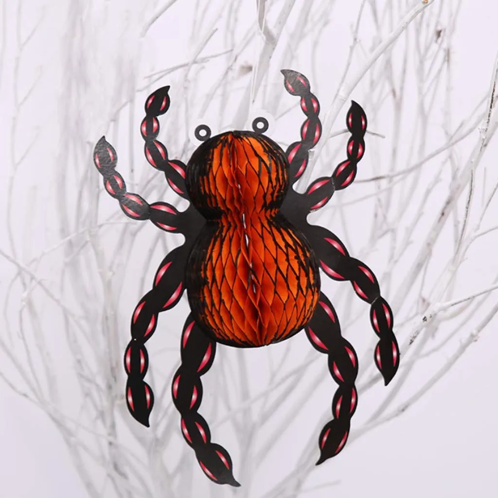 Partysanthe Black and Orange Fake Spiders for Halloween Party Decorations 2 PCs 12inch