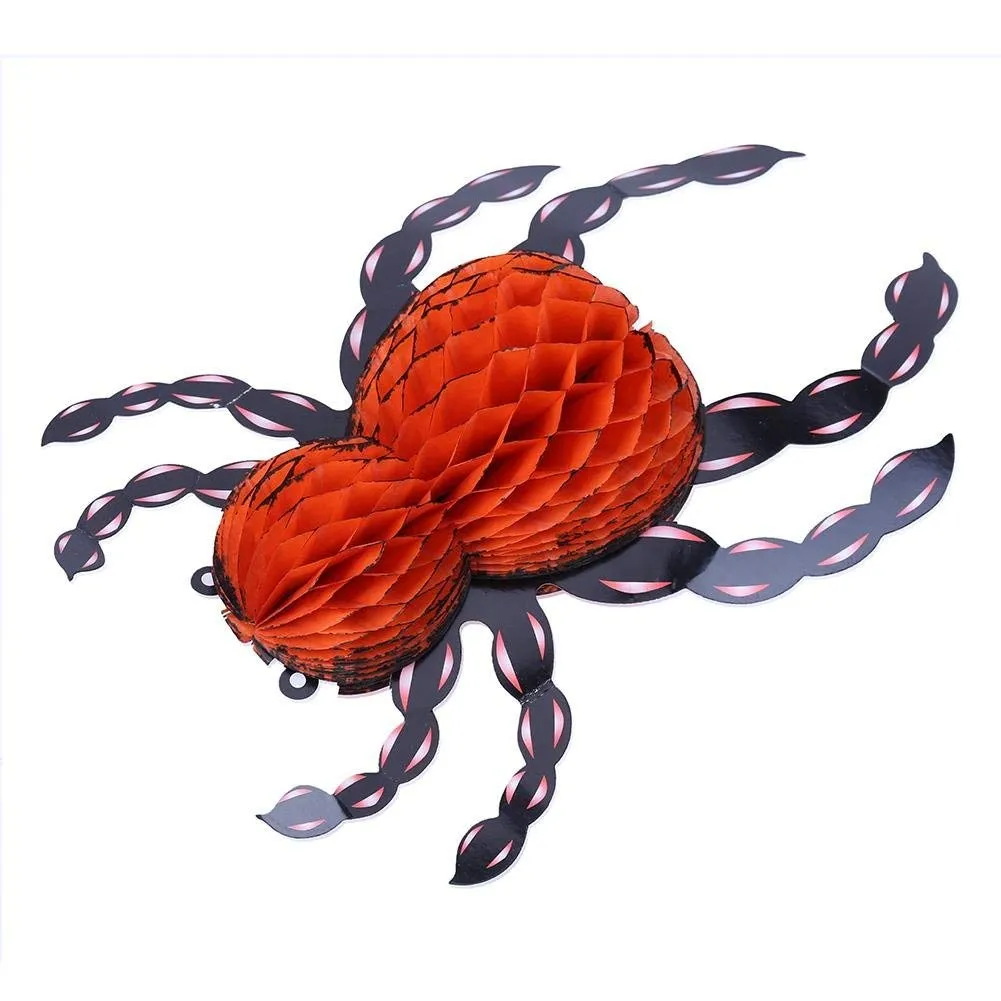 Partysanthe Black and Orange Fake Spiders for Halloween Party Decorations 2 PCs 12inch