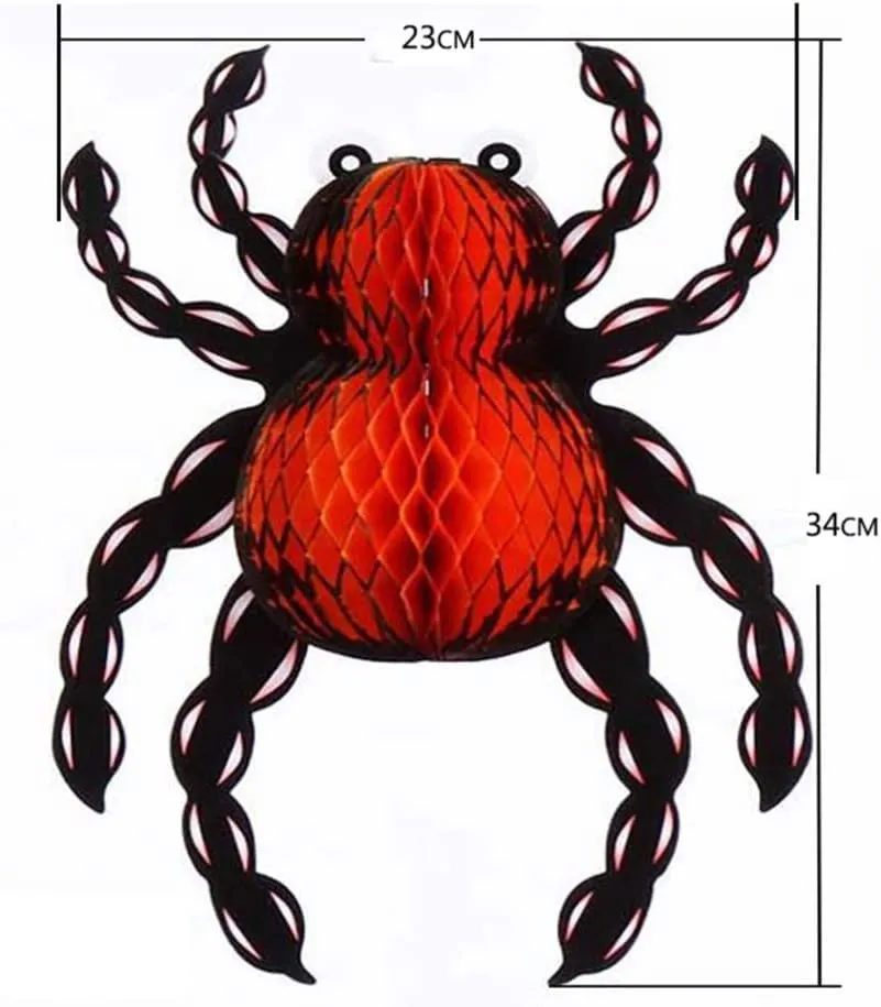 Partysanthe Black and Orange Fake Spiders for Halloween Party Decorations 2 PCs 12inch