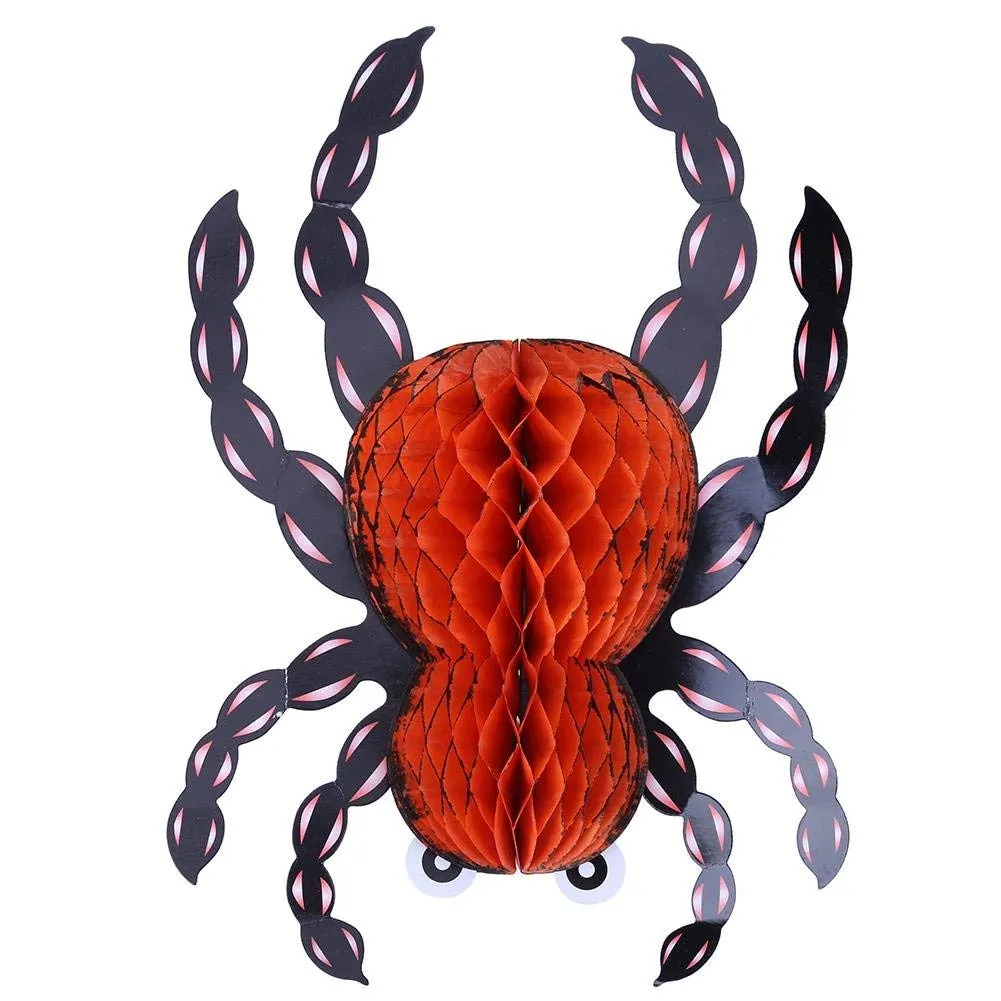 Partysanthe Black and Orange Fake Spiders for Halloween Party Decorations 2 PCs 12inch