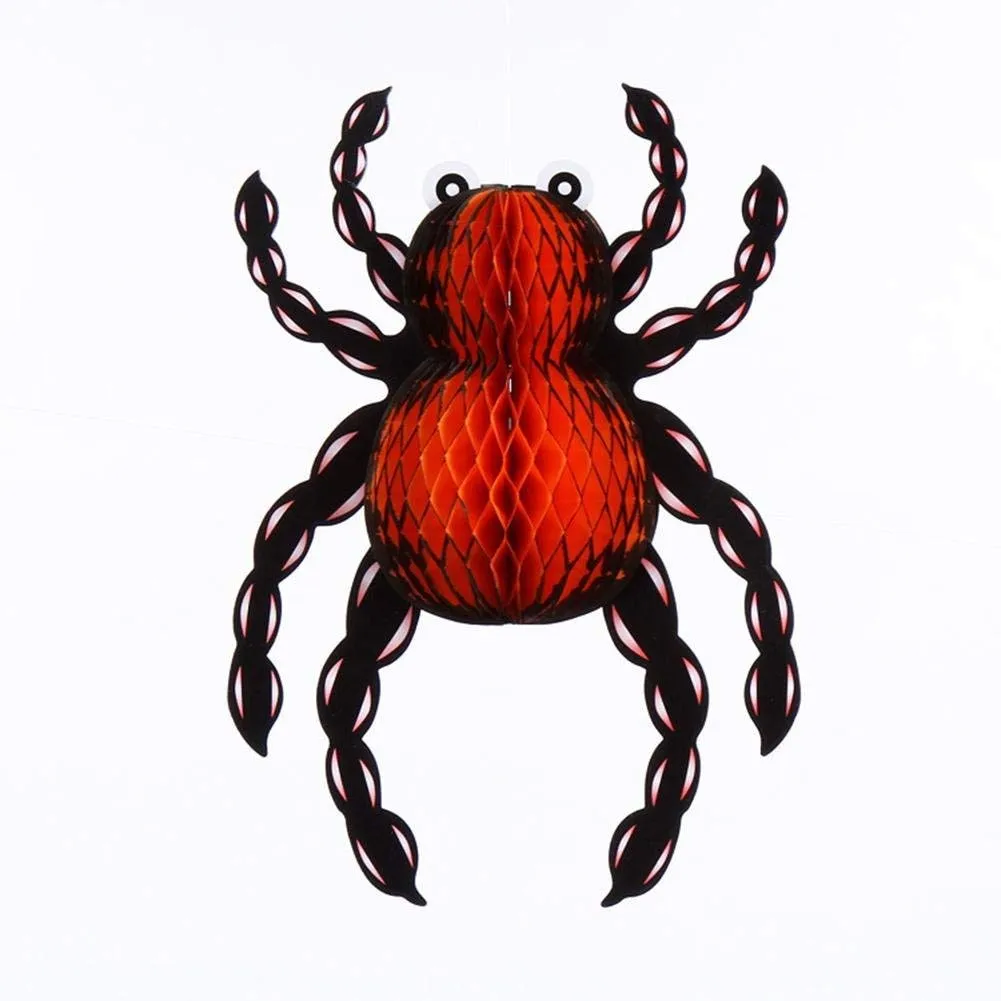 Partysanthe Black and Orange Fake Spiders for Halloween Party Decorations 2 PCs 12inch