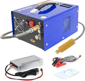 PCP Air Compressor 4500Psi/30Mpa Water/Oil Free PCP Air Pump Rifle/Pistol Paintball Cans Powered 12V Automotive DC 110V AC For Home Use With Power Converter And Oil-moisture Filter Easy Carry