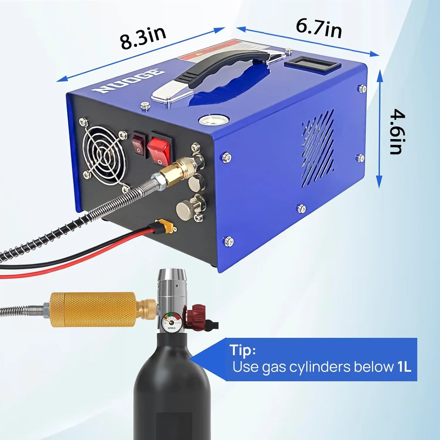 PCP Air Compressor 4500Psi/30Mpa Water/Oil Free PCP Air Pump Rifle/Pistol Paintball Cans Powered 12V Automotive DC 110V AC For Home Use With Power Converter And Oil-moisture Filter Easy Carry