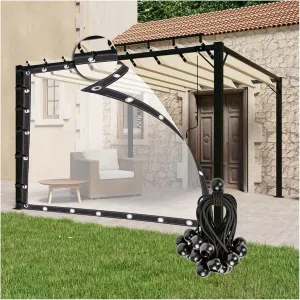 PE Outdoor Curtains, with Grommets Clear Tarp Panel Waterproof, Windproof Curtains for Porch, Gazebo, Customizable (Color : Clear, Size : 7'x10'/2x3m)