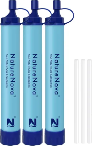 Personal Water Filter Straw Outdoor Portable Filtration Emergency Survival Gear Water Solutions Tactical Gear for Hiking Camping Accessories Travel Hunting Fishing Outing Backpacking