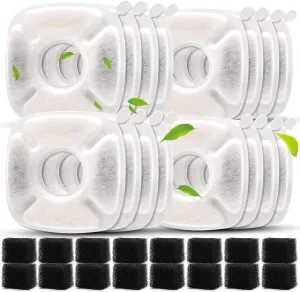 Pet Fountain Filters Compatible with 95Oz/2.8L Dog Water Fountain, Cat Water (16 Carbon filters 16 Sponge filters)