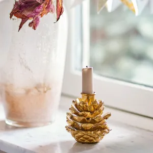 Pinecone Candle Holder | Gold