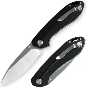 Pocket Folding Knife, D2 Steel Blade G10 Handle Small EDC Knife with Pocket Clip for Men Women, Sharp Hunting Camping Hunting Survival Hiking Knives, Black - YFA089