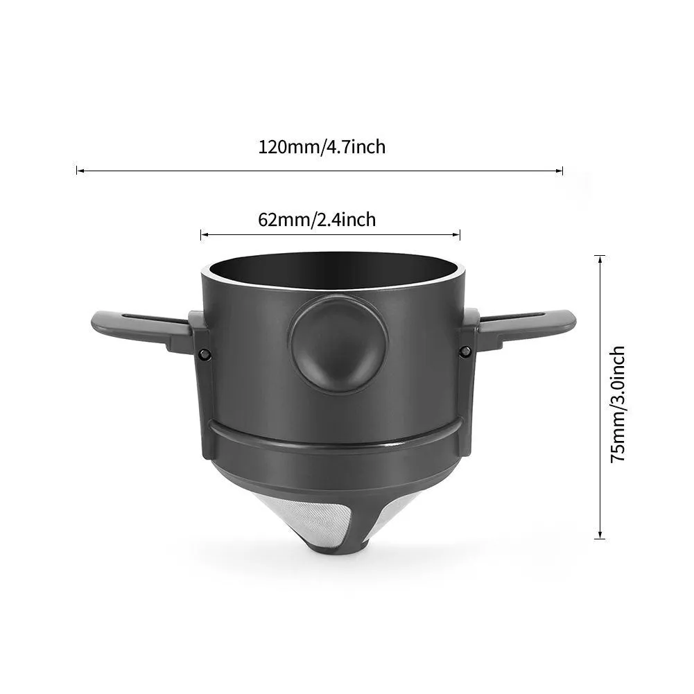 Portable Foldable Coffee Filter Stainless Steel 1 Pc Easy Clean Reusable Coffee Funnel Paperless Pour Over Holder Coffee Dripper
