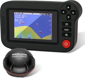 Portable Sonar Fish Finder, Rechargeable Castable Wireless Fish Finders, Kayak Fishfinder with 105° Beam Angle and TFT LCD Display, 2.6-164 FT of Boat Depth Finder for Shore, Sea ＆ Ice Fishing
