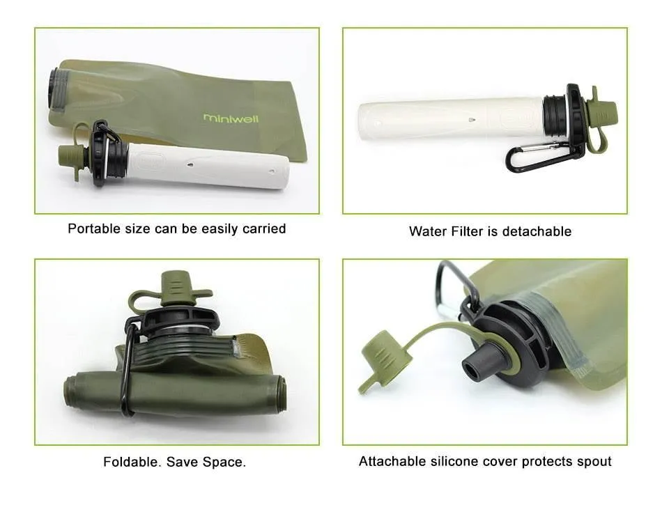 Portable Water Filter Bottle - Camping Purification System