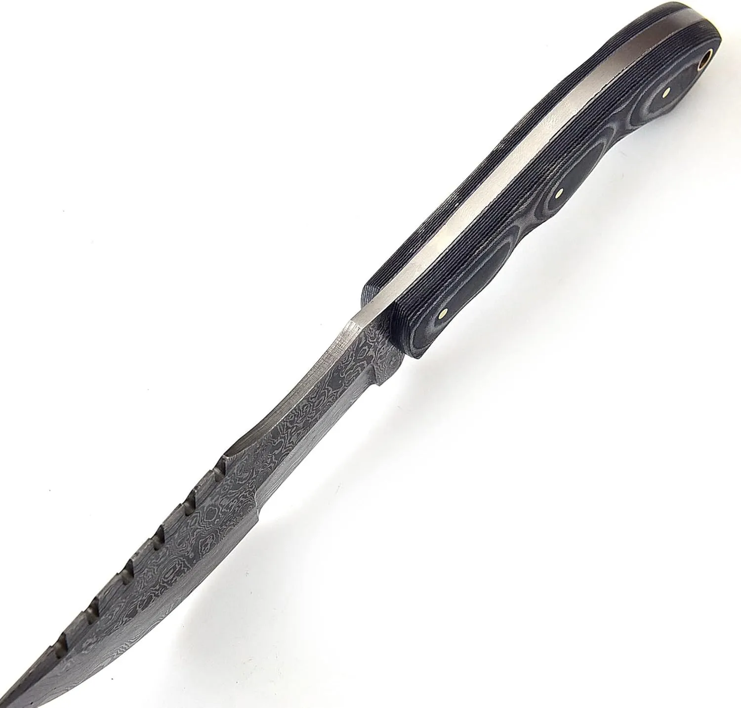 Poshland TR-1168 Custom Handmade Damascus Steel 10 Inches Tracker Knife - Perfect Grip Black Micarta Handle