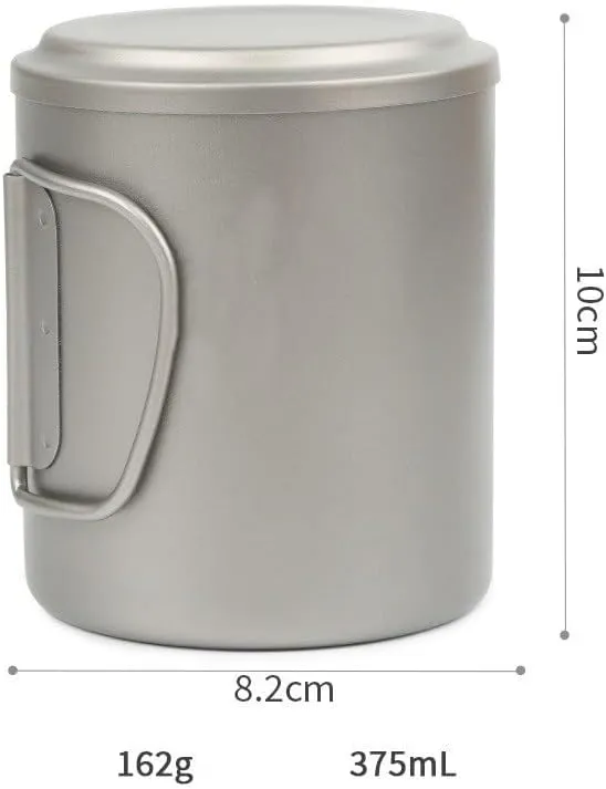 POVCZWXSS 1PC Outdoor Portable Pure Titanium Tea Set 375ml