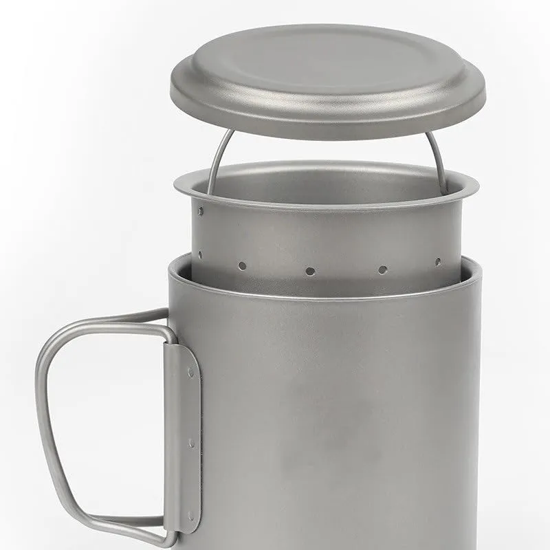 POVCZWXSS 1PC Outdoor Portable Pure Titanium Tea Set 375ml