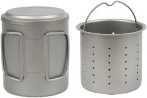 POVCZWXSS 1PC Outdoor Portable Pure Titanium Tea Set 375ml