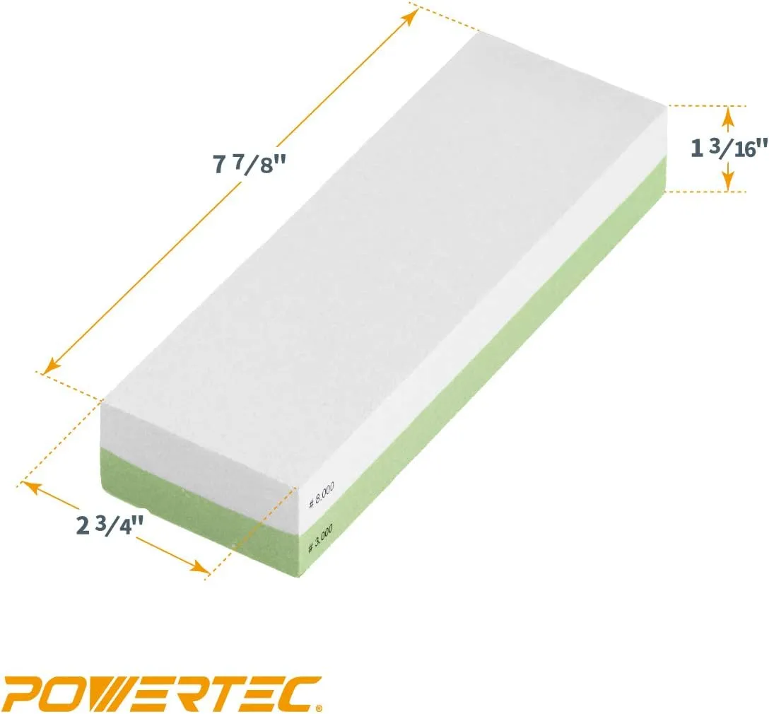 POWERTEC Sharpening Stone, Dual Sided 3000/8000 Grit Whetstone, Knife Sharpener Stone for Chef Knife, Kitchen Knife, Pocket Knife & Blade (71583)