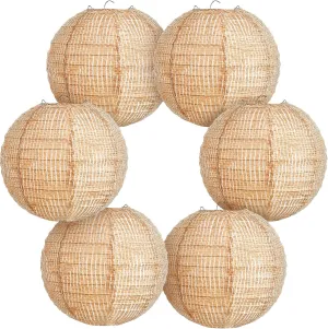 Print Burlap Paper Lanterns Round Chinese Paper Lanterns Decorative Farmhouse Classroom Decor Home Sweet Classroom Birthday Party Ceremonial Event(6 Pcs)