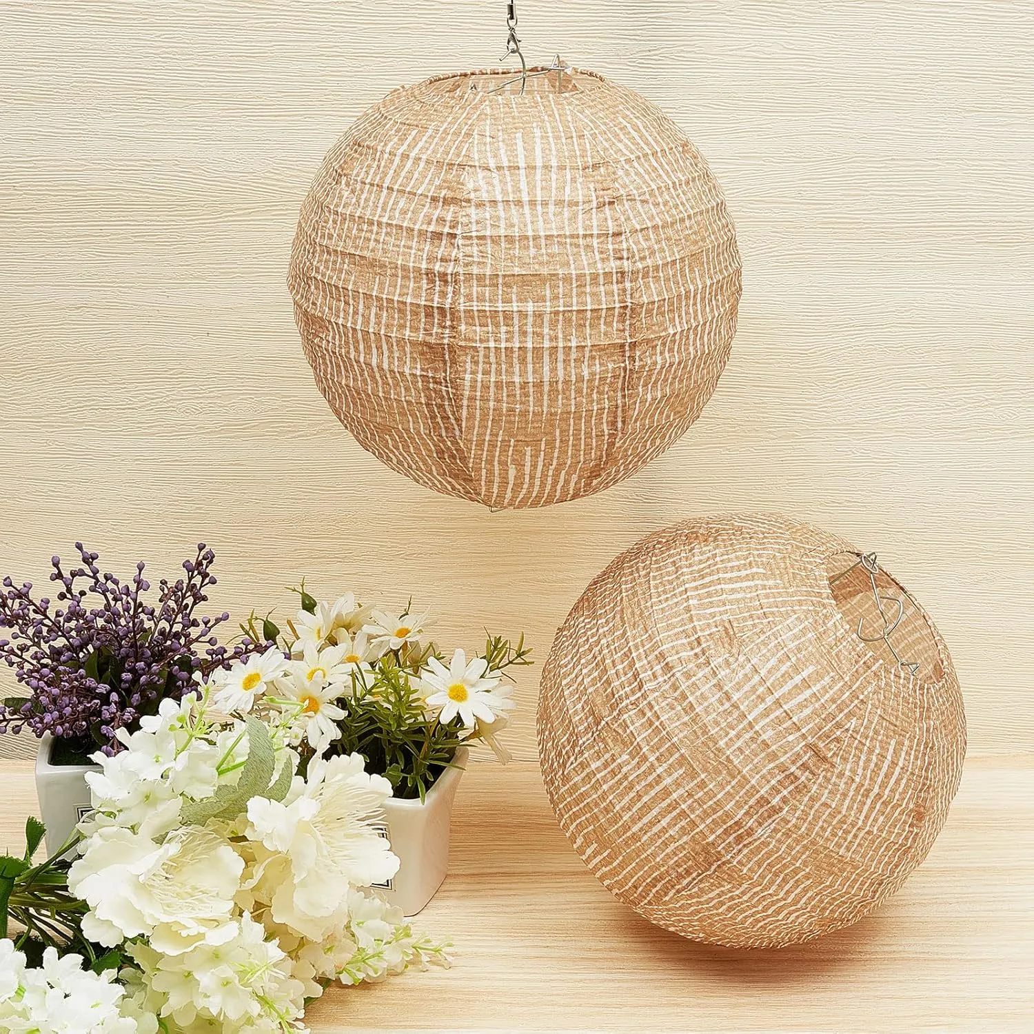 Print Burlap Paper Lanterns Round Chinese Paper Lanterns Decorative Farmhouse Classroom Decor Home Sweet Classroom Birthday Party Ceremonial Event(6 Pcs)