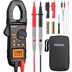 Proster Digital Clamp Meter 6000 Count - 800A AC/DC Current AC/DC Voltage Multi Tester, TRMS NCV Continuity Capacitance Resistance Frequency Diode LPF LOZ Test