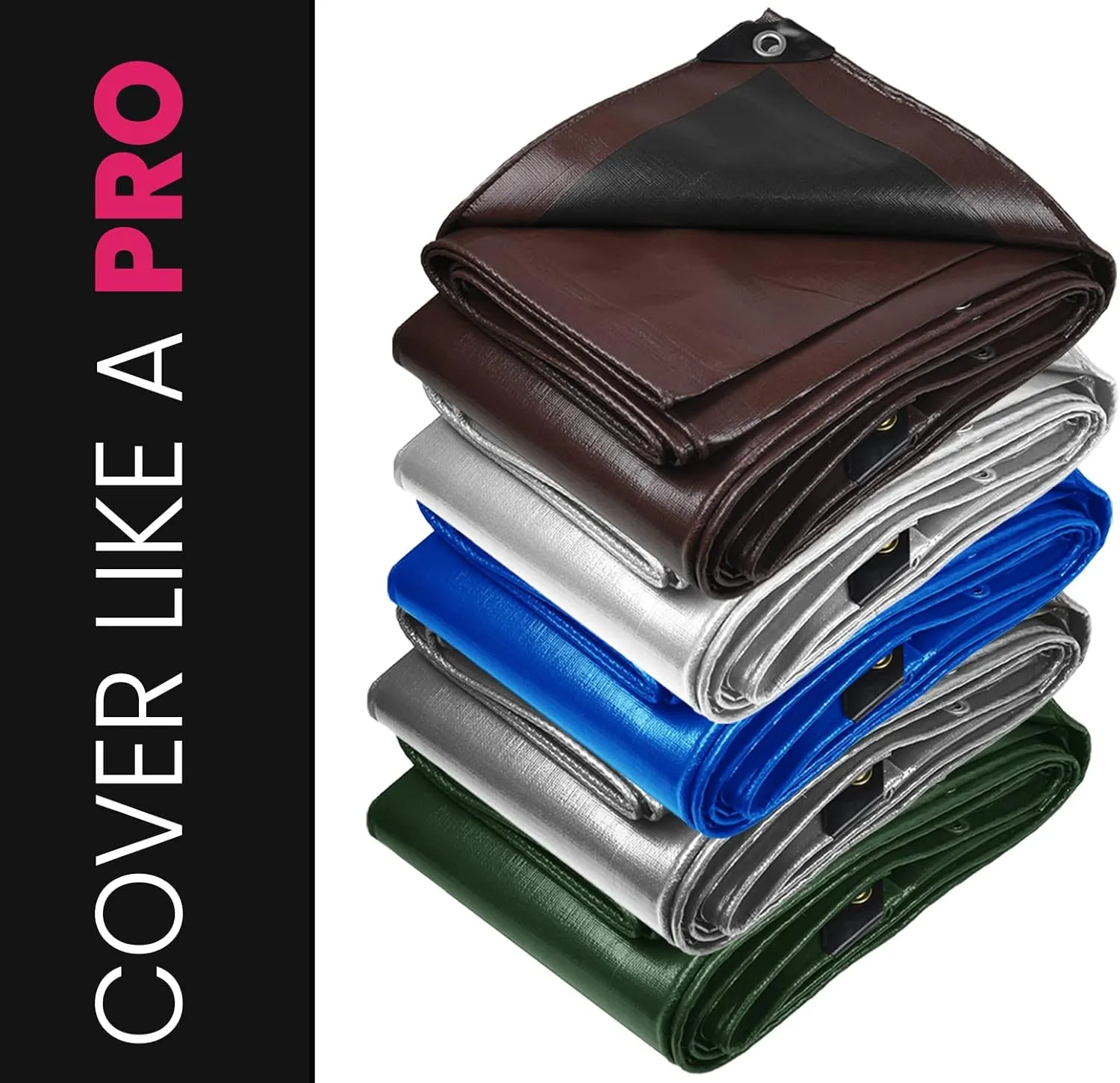 PROTARP Extreme Heavy Duty 22 Mil Tarp Cover, Waterproof, UV Resistant, Rip and Tear Proof, Poly Tarpaulin with Reinforced Edges for Roof, Camping, Patio, Pool, Boat. (Green/Black 10′ X 12′)