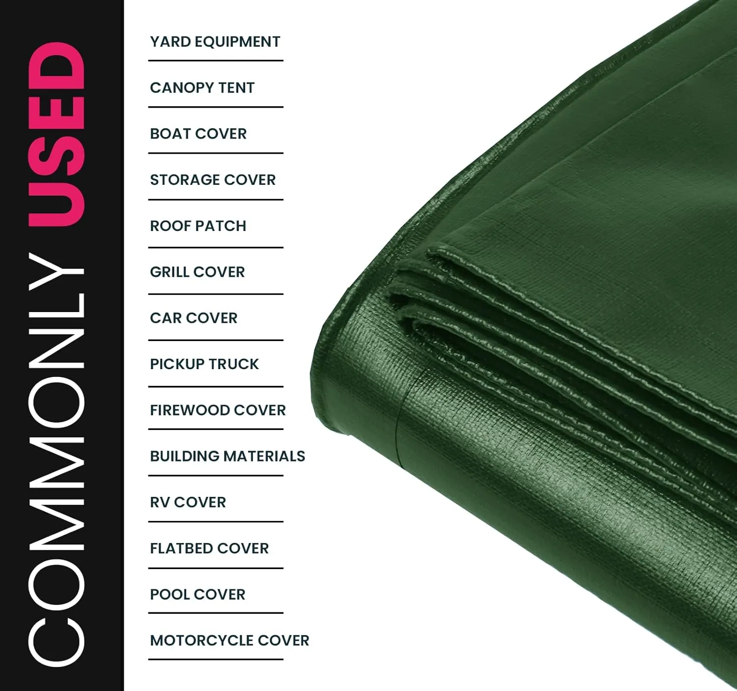 PROTARP Extreme Heavy Duty 22 Mil Tarp Cover, Waterproof, UV Resistant, Rip and Tear Proof, Poly Tarpaulin with Reinforced Edges for Roof, Camping, Patio, Pool, Boat. (Green/Black 10′ X 12′)