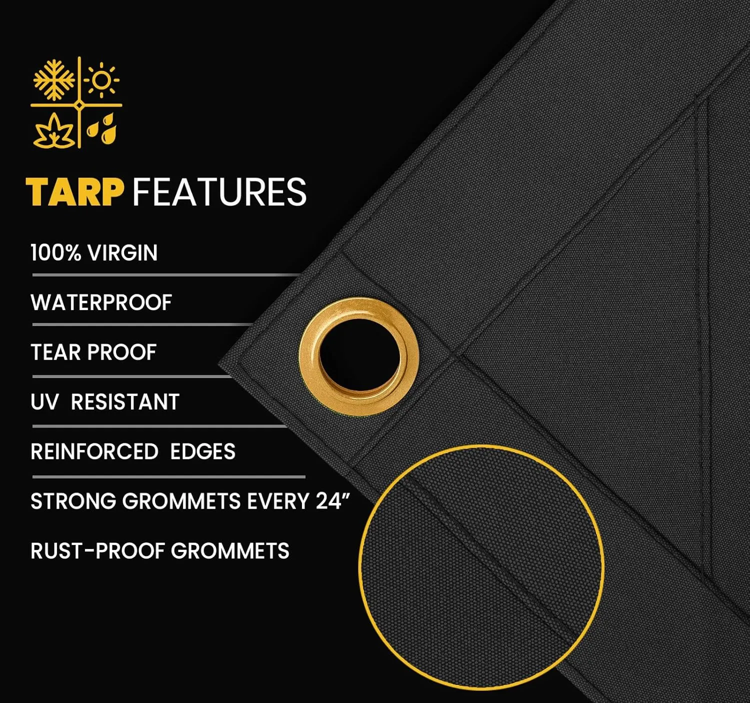 PROTARP Extreme Heavy Duty Waterproof Canvas Tarp 20 oz, UV Resistant Tarpaulin Cover with Rustproof Brass Grommets, Multipurpose for Canopy, Roof, Camping, Wood Pile (Grey 5'X7')