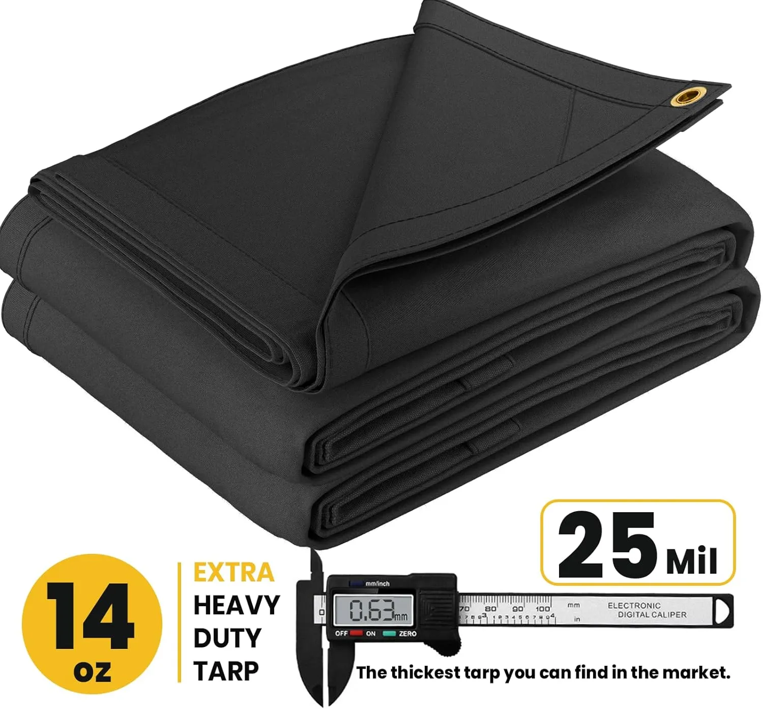 PROTARP Extreme Heavy Duty Waterproof Canvas Tarp 20 oz, UV Resistant Tarpaulin Cover with Rustproof Brass Grommets, Multipurpose for Canopy, Roof, Camping, Wood Pile (Grey 5'X7')