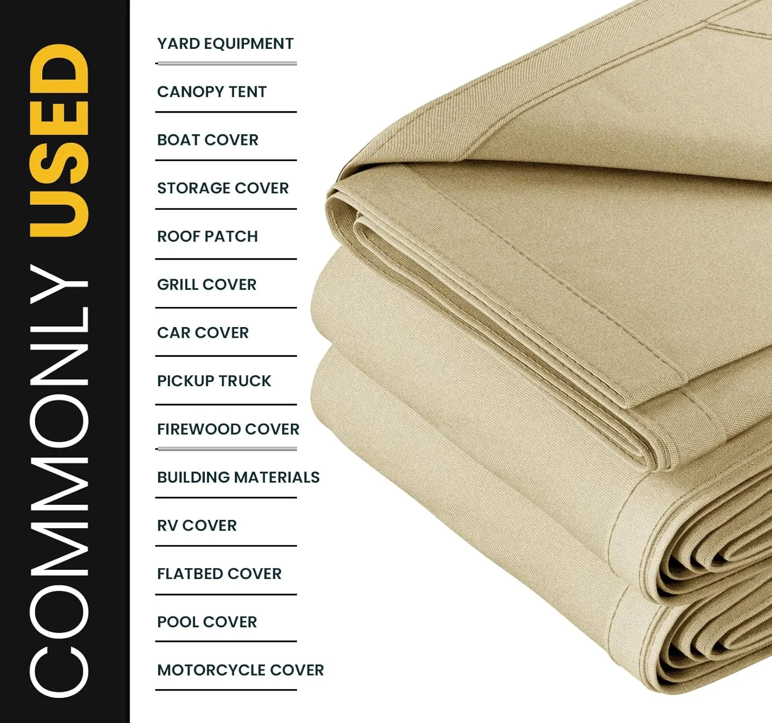 PROTARP Extreme Heavy Duty Waterproof Canvas Tarp 20 oz, UV Resistant Tarpaulin Cover with Rustproof Brass Grommets, Multipurpose for Canopy, Roof, Camping, Wood Pile (Ivory 10'X20')
