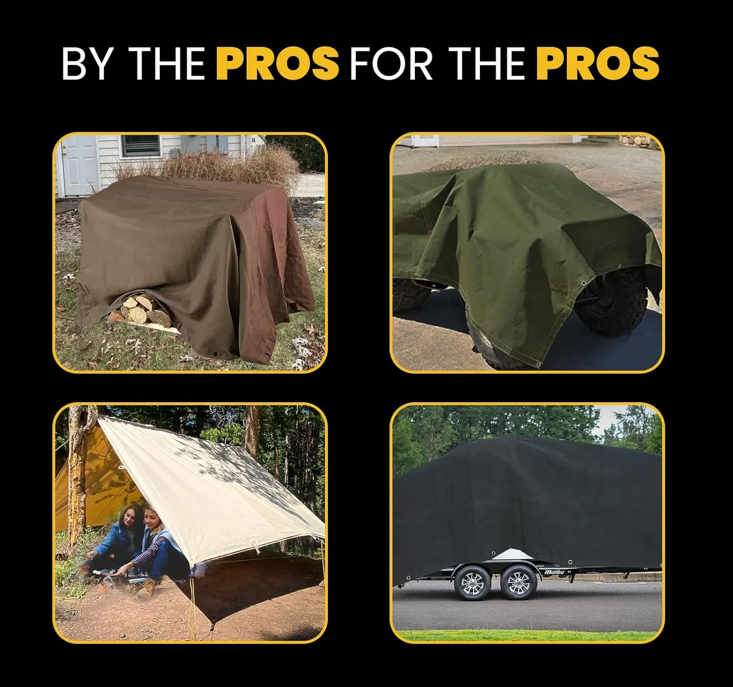 PROTARP Extreme Heavy Duty Waterproof Canvas Tarp 20 oz, UV Resistant Tarpaulin Cover with Rustproof Brass Grommets, Multipurpose for Canopy, Roof, Camping, Wood Pile (Ivory 10'X20')