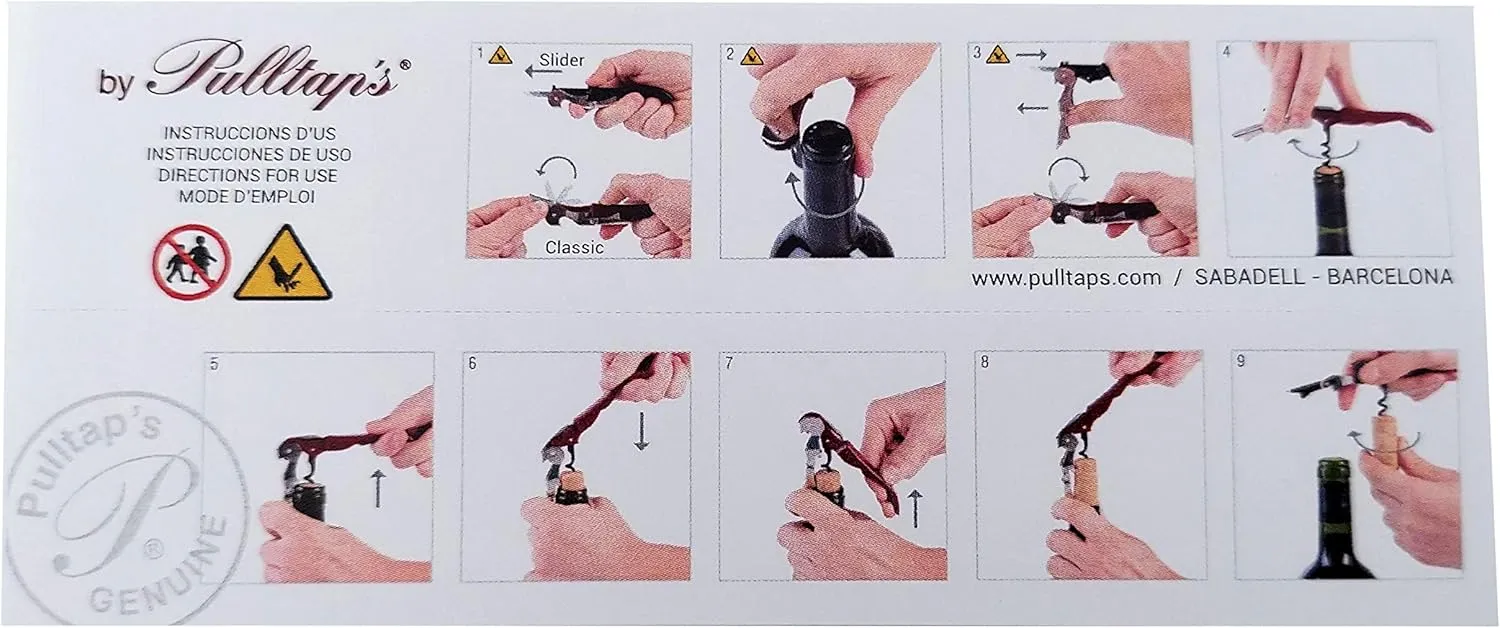 Pulltap's Genuine Slider 900 Corkscrew Wine Key Bottle Opener (Negro - Black)