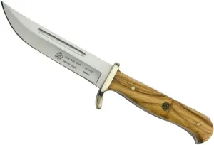 PUMA SGB Trail Guide Olive Wood Hunting Knife with Leather Sheath