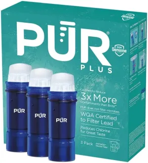 PUR PLUS Lead Reducing Water Pitcher and Dispenser Replacement Filter, Value Pack, 6-month Supply, Compatible with all PUR Pitchers and Dispensers, Blue, 3 Count, PPF951K3