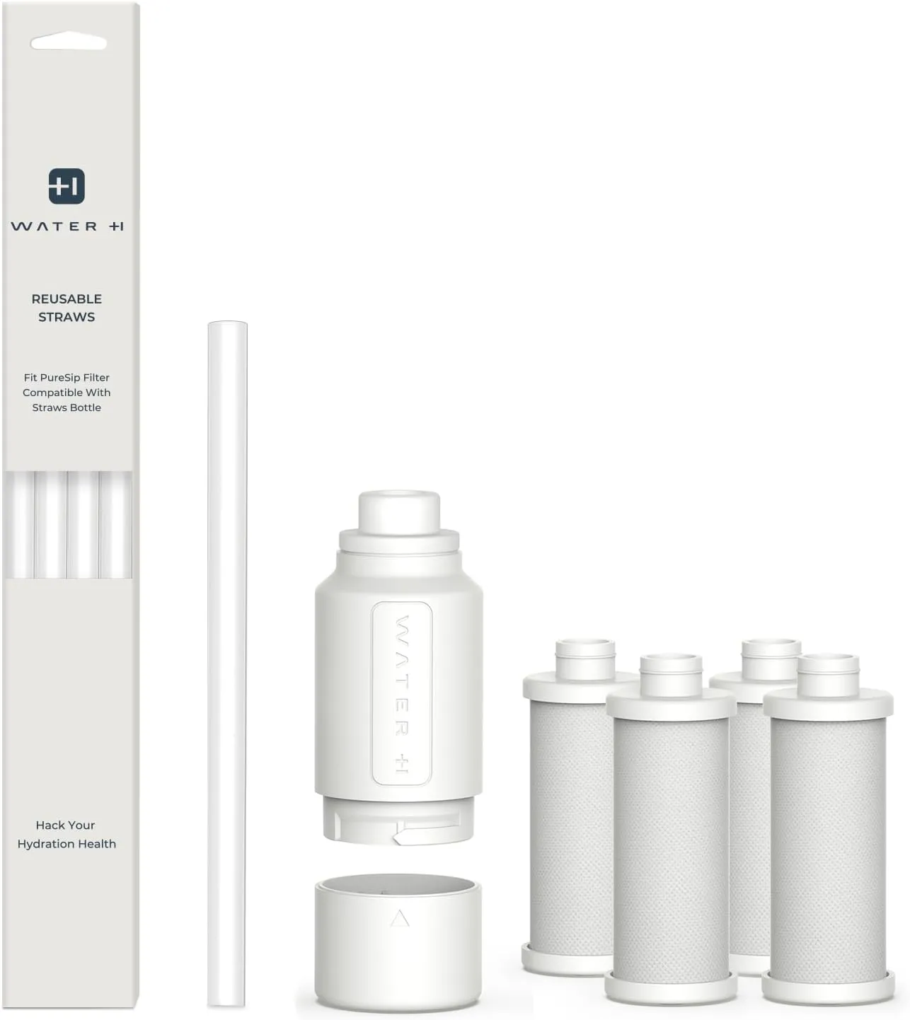 PureSip Adapt Water Bottle Straw Replacement and Filter, Stainless Steel Tumbler with Straw for WATERH Vita Bottle, Simple Modern, Owala, Stanley, Hydro Flask(4 Filter   5 Straws)