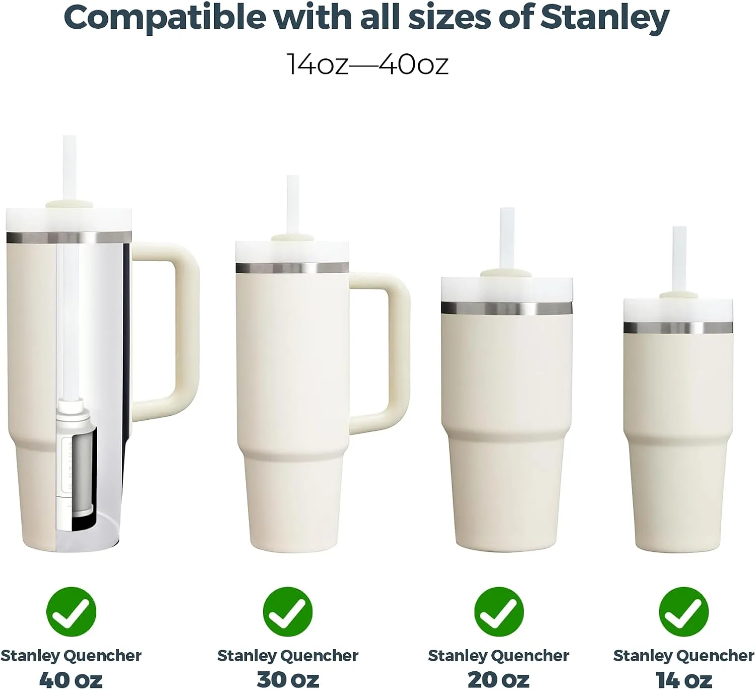 PureSip Adapt Water Bottle Straw Replacement and Filter, Stainless Steel Tumbler with Straw for WATERH Vita Bottle, Simple Modern, Owala, Stanley, Hydro Flask(4 Filter   5 Straws)