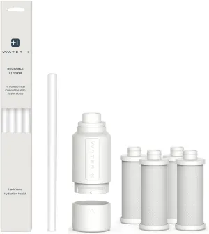 PureSip Adapt Water Bottle Straw Replacement and Filter, Stainless Steel Tumbler with Straw for WATERH Vita Bottle, Simple Modern, Owala, Stanley, Hydro Flask(4 Filter   5 Straws)
