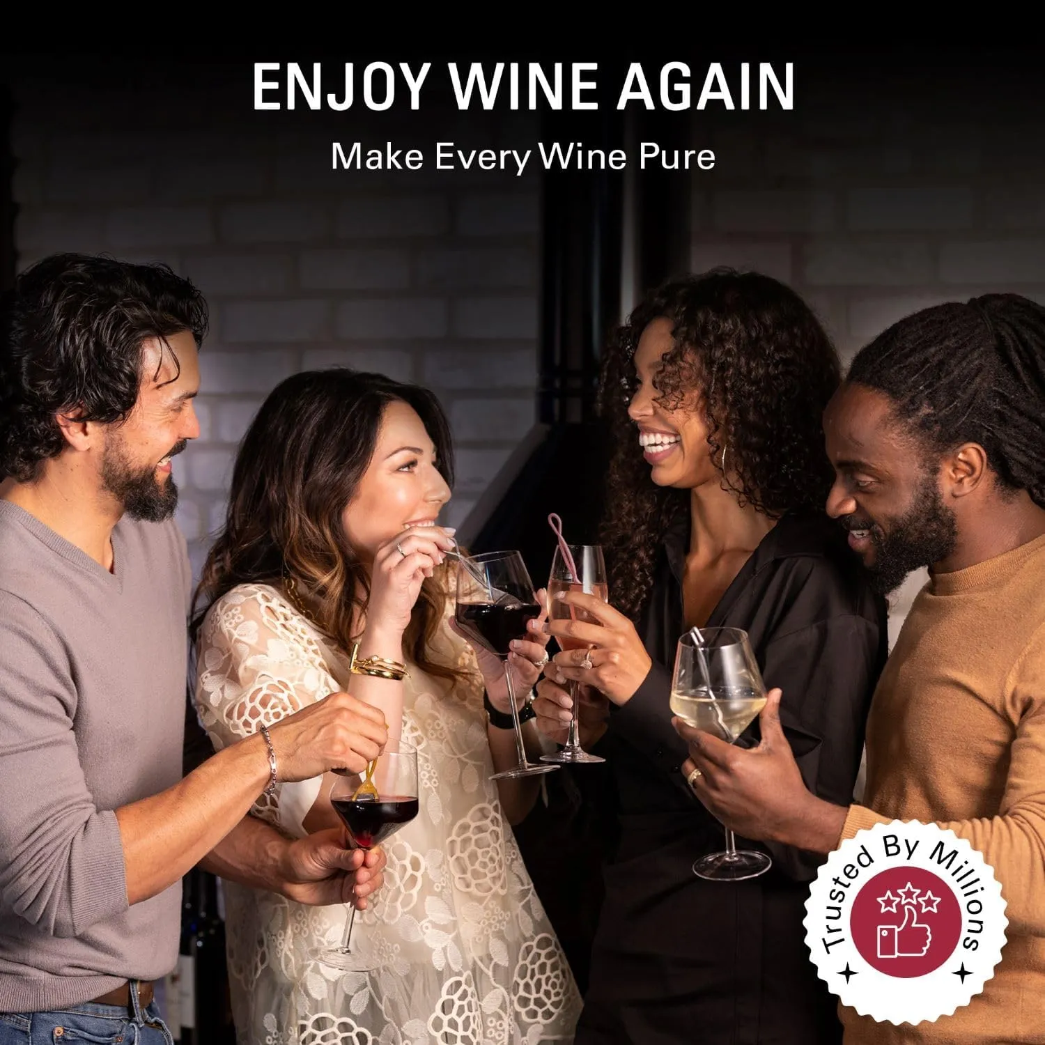PureWine Wine Wands Purifier, 24 Wine Filters Remover Histamines Sulfite - May Reduce and Alleviate Wine Allergies & Sensitivities - Restores Taste, Perfect Wine Pour, Gifting, Holiday (24 Pack)