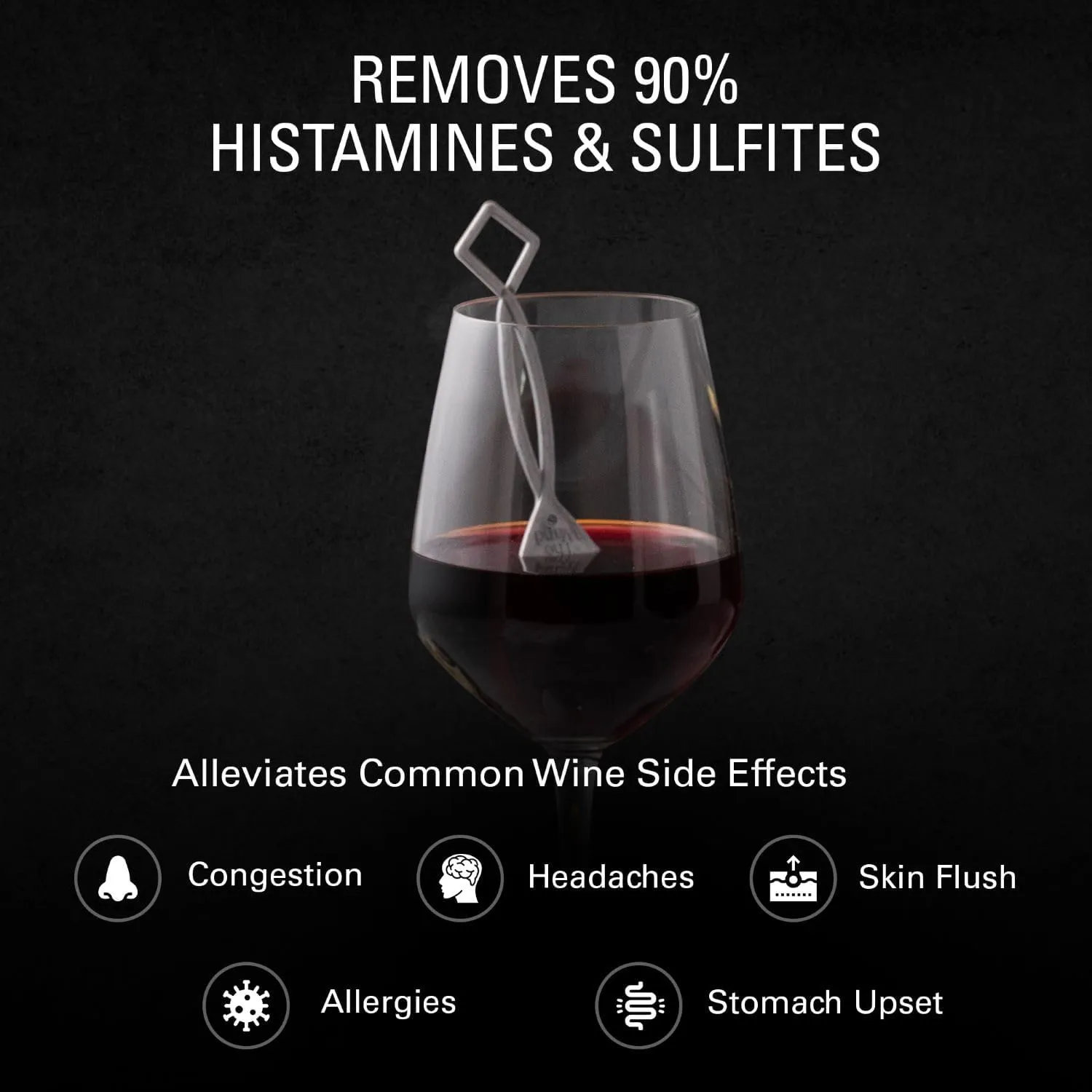 PureWine Wine Wands Purifier, 24 Wine Filters Remover Histamines Sulfite - May Reduce and Alleviate Wine Allergies & Sensitivities - Restores Taste, Perfect Wine Pour, Gifting, Holiday (24 Pack)
