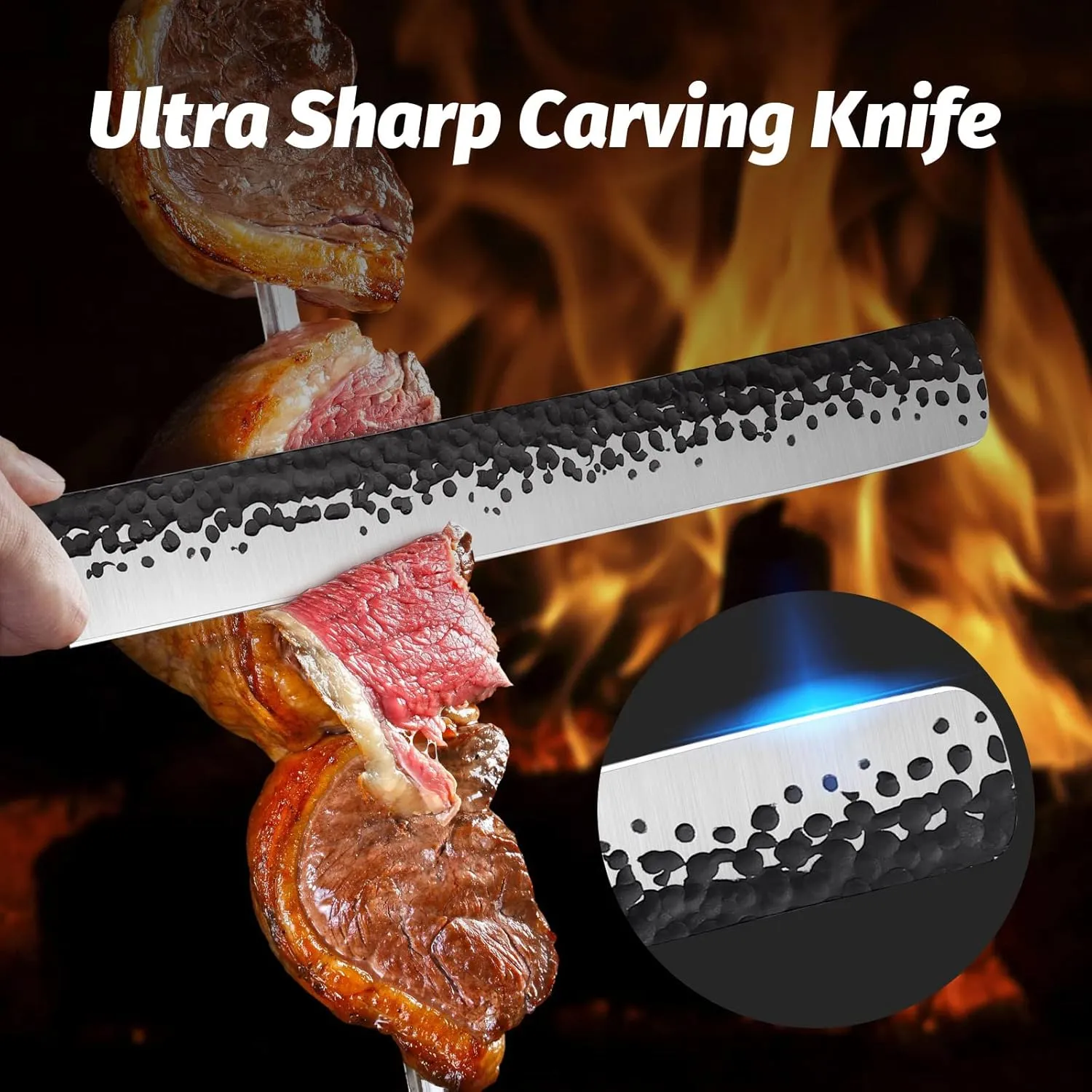 PURPLEBIRD 11 Inch Brisket Knife,Slicing Carving Knife for Meat Cutting Hand Forged Ultra Sharp Meat Slicer Wood Handle for BBQ Grilling Roast with Gift Box