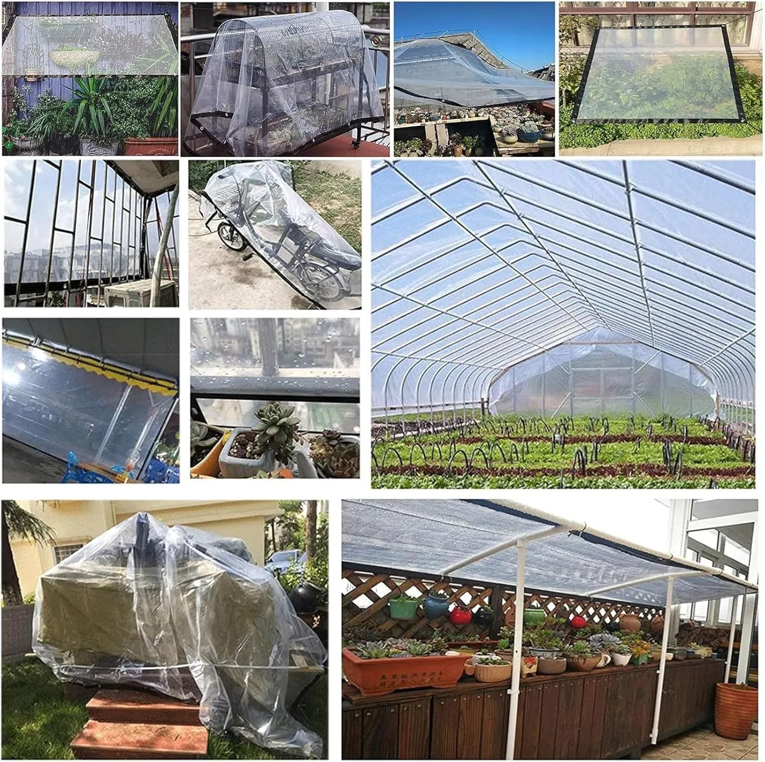 PVC Tarp Tarpaulin,7 * 10ft 7 * 13ft Clear-Waterproof-Tarps-Outdoor，Garden Rainproof Transparent Poly Tarpaulin,Chicken Coop Cover/Dog Kennel Roof Canopy(7x10 ft(2x3m))
