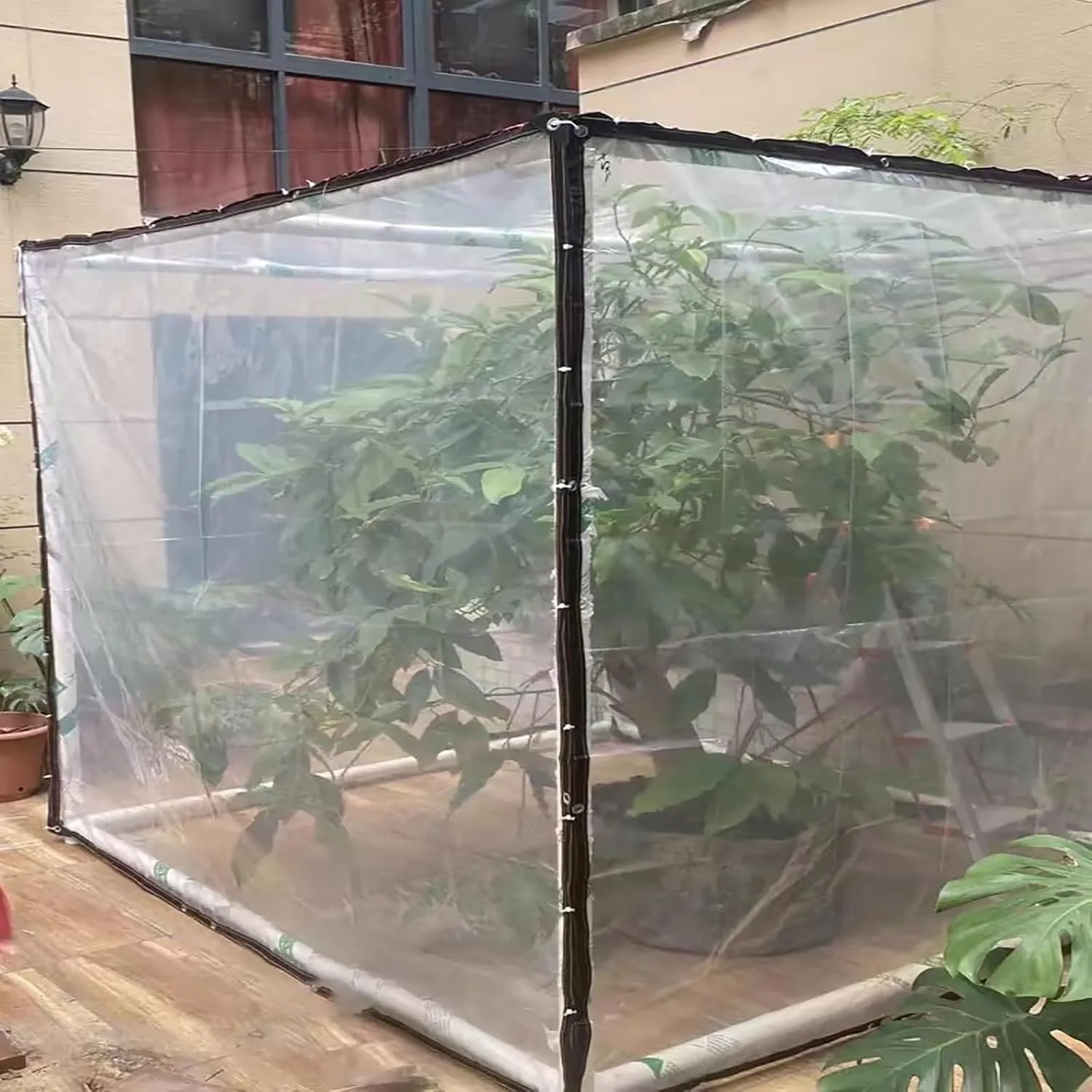 PVC Tarp Tarpaulin,7 * 10ft 7 * 13ft Clear-Waterproof-Tarps-Outdoor，Garden Rainproof Transparent Poly Tarpaulin,Chicken Coop Cover/Dog Kennel Roof Canopy(7x10 ft(2x3m))