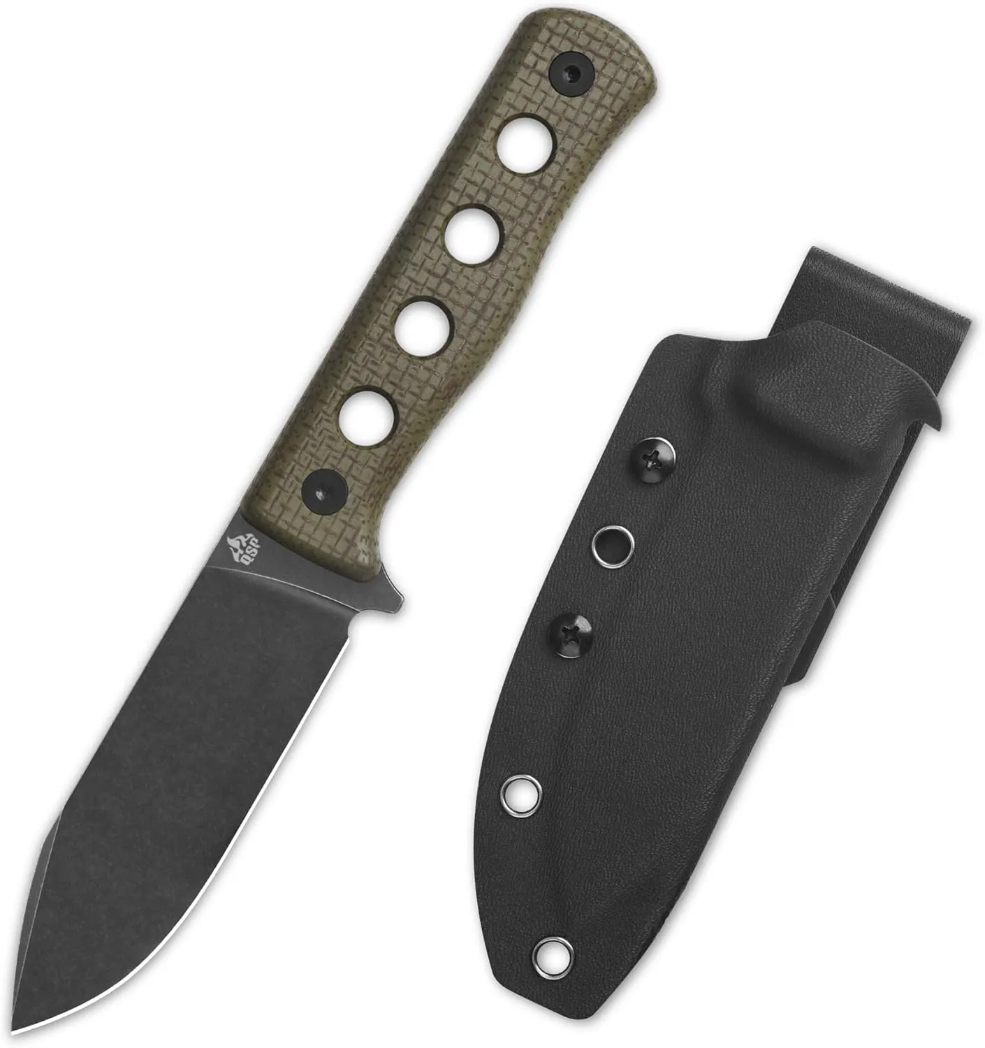 QSP CANARY FIXED BLADE HUNTING KNIFE with KYDEX SHEATH, SHARP BLADE with MICARTA HANDLES