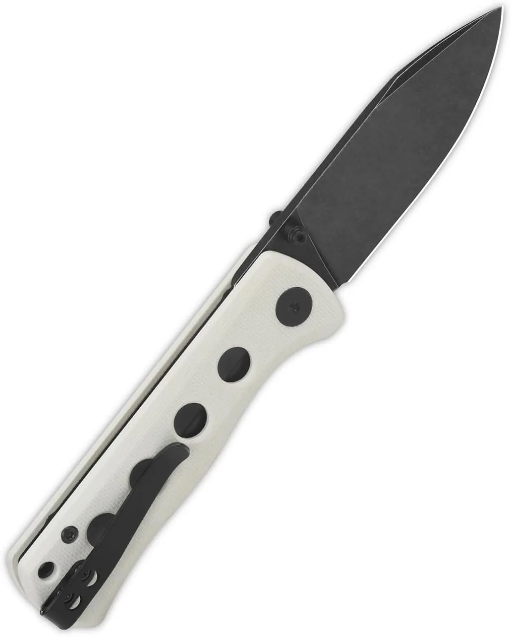 QSP KNIFE CANARY FOLDER POCKET KNIFE, SHARP 14C28N BLADE with COLORFUL G-10 HANDLES (blackwash blade, white G-10 handle)