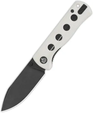 QSP KNIFE CANARY FOLDER POCKET KNIFE, SHARP 14C28N BLADE with COLORFUL G-10 HANDLES (blackwash blade, white G-10 handle)